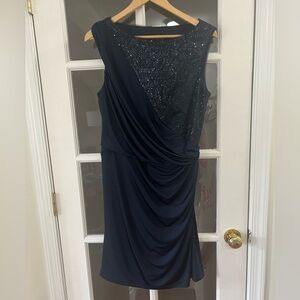 Tadahi Shoji Blue Rushed Side Sequin Dress - Size XL